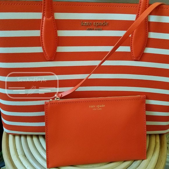 TAMARILLO ALL DAY SAILING STRIPE LARGE TOTE KATE SPADE BRAND NEW OPEN TOTE - Picture 11 of 14